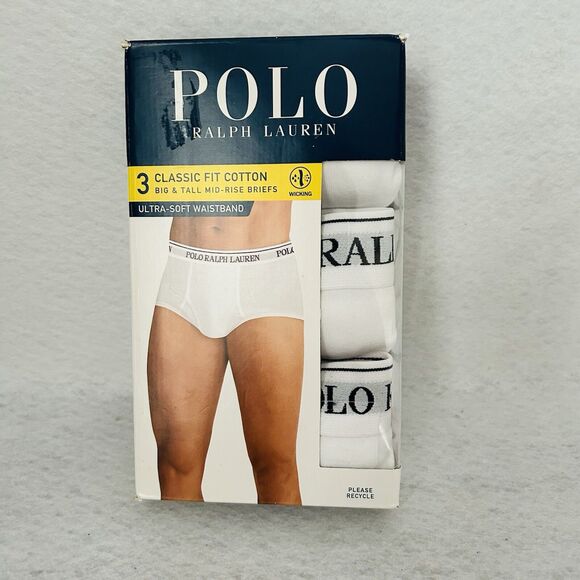 Polo Ralph Lauren Brief Men Size 3XL White 3 Pkg Classic Fit Cotton Mid Rise NWT - Picture 7 of 8